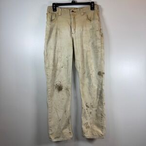 Carhartt Thrashed Canvas Work Pants 30x30 Actual 29x27.5 Tan Hickory Relaxed Fit